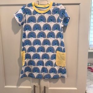 Cotton play dress with peacocks